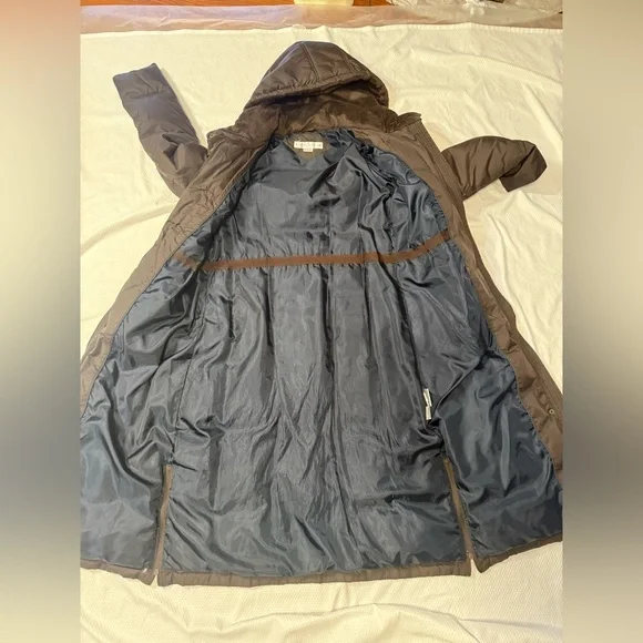 Larry Levine Dark Brown Hooded Puffer Coat - Picture 6 of 8